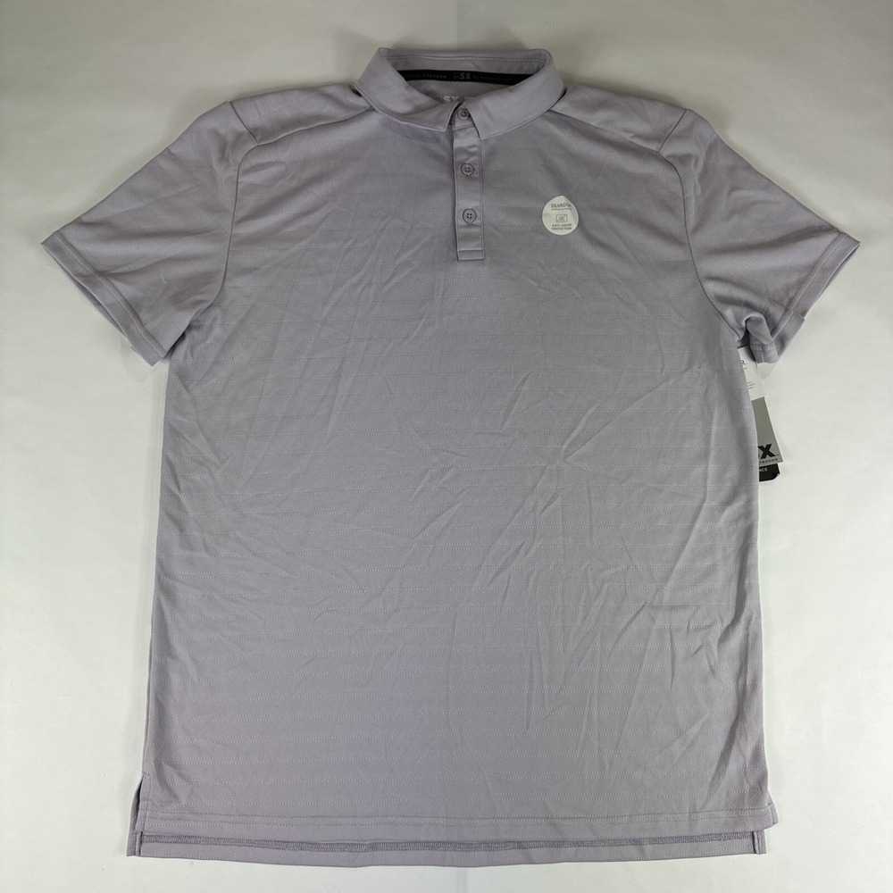 MSX Michael Strahan Polo Mens XXL Golf Shirt Purple Performance Jersey Anti Odor